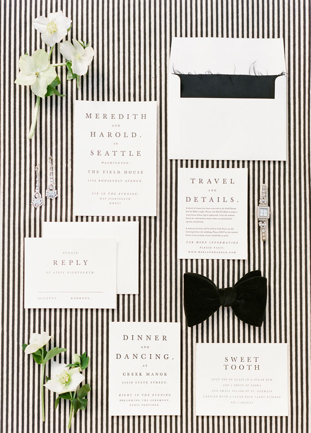 classic black and white wedding invitations